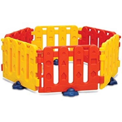 Ok Play Activity Center Play Pen Safety Yard 6 Panels for Kids, Home Indoor, (Red,Yellow) -06066006