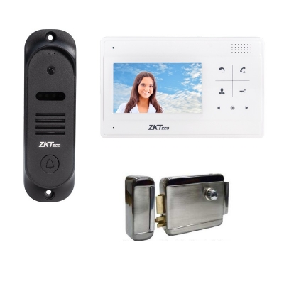 ZKTeco Vedio Door Phone-VDPO2 Outdoor Video Door Phone System,4.3 Inch Indoor Video Door Phone System & Lock for Door or Metal Gate Complete Set 